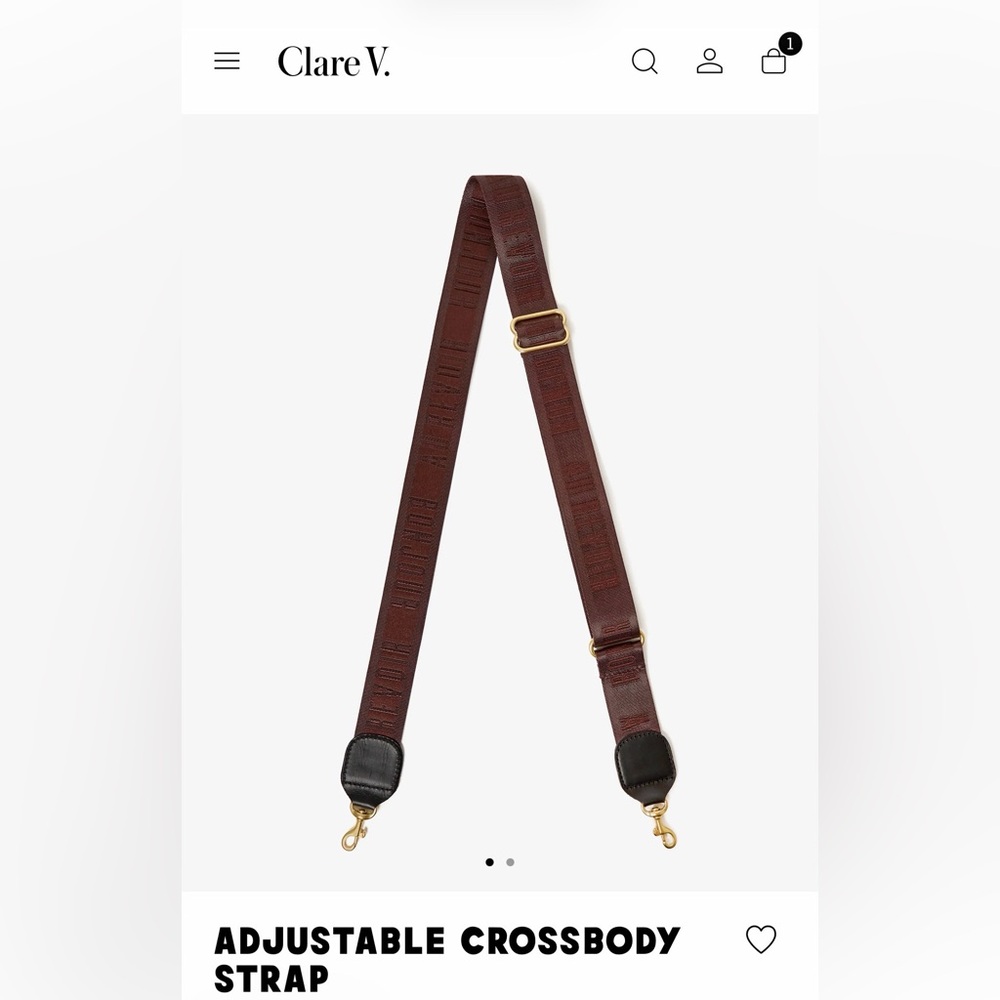 Clare V Adjustable Crossbody Strap Chocolate Tonal Bonjour Au Revoir Brown Black